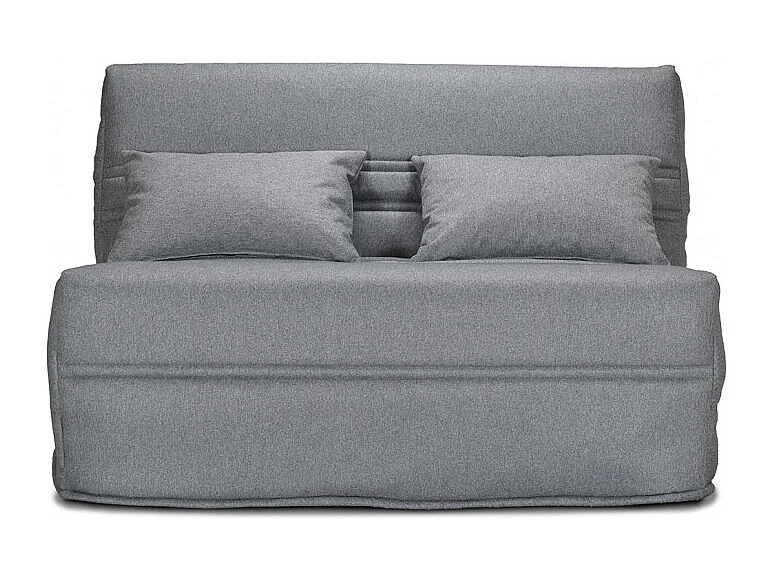Banquette lit BZ 140x200 cm en tissu gris et matelas 15 cm - ANATOLE