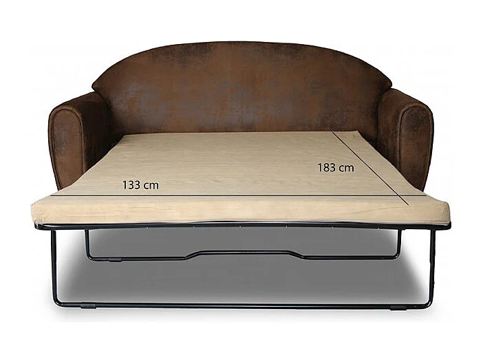Canapé Convertible 3 places Marron Aspect Vieilli - CUBA