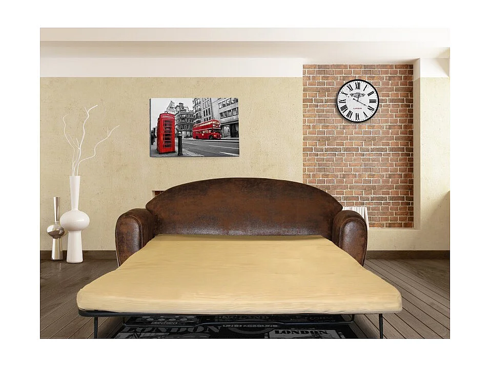 Canapé Convertible 3 places Marron Aspect Vieilli - CUBA