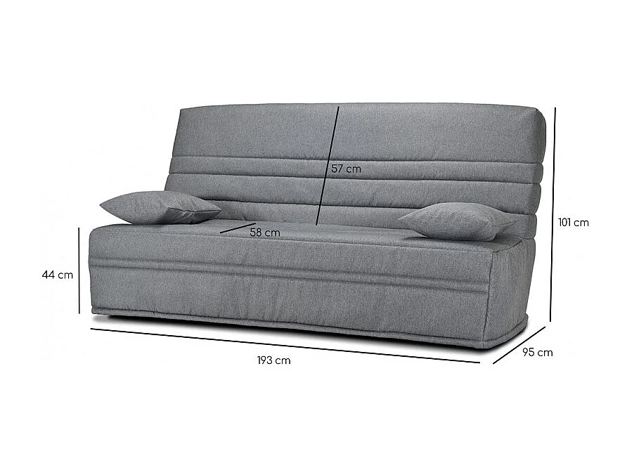 Clic clac 130x190 cm en tissu gris chiné et matelas 13 cm - EBRO