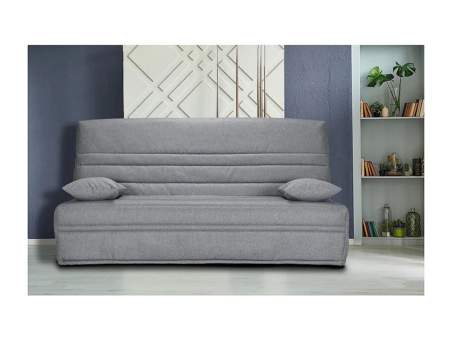 Clic clac 130x190 cm en tissu gris chiné et matelas 13 cm - EBRO