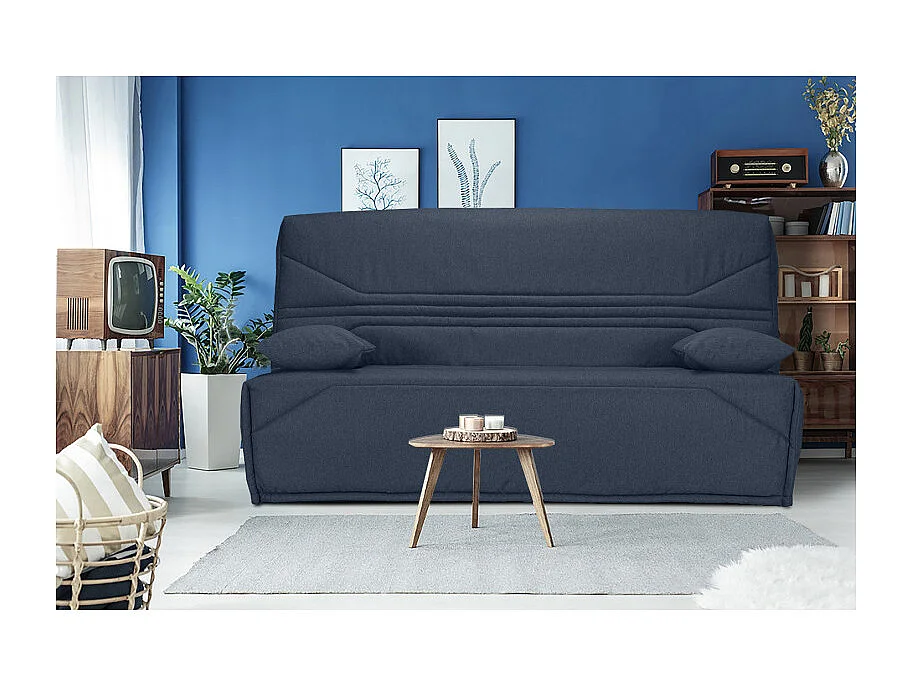 Clic clac 130x190 cm en tissu gris foncé et matelas 14 cm - TEODORE