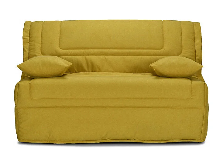 Banquette lit BZ 140x190 cm en tissu jaune et matelas 12 cm – BUZZY