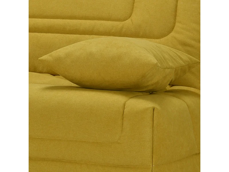 Banquette lit BZ 140x190 cm en tissu jaune et matelas 12 cm – BUZZY