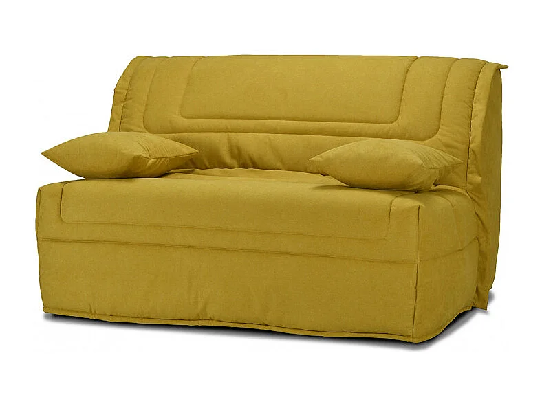 Banquette lit BZ 140x190 cm en tissu jaune et matelas 12 cm – BUZZY