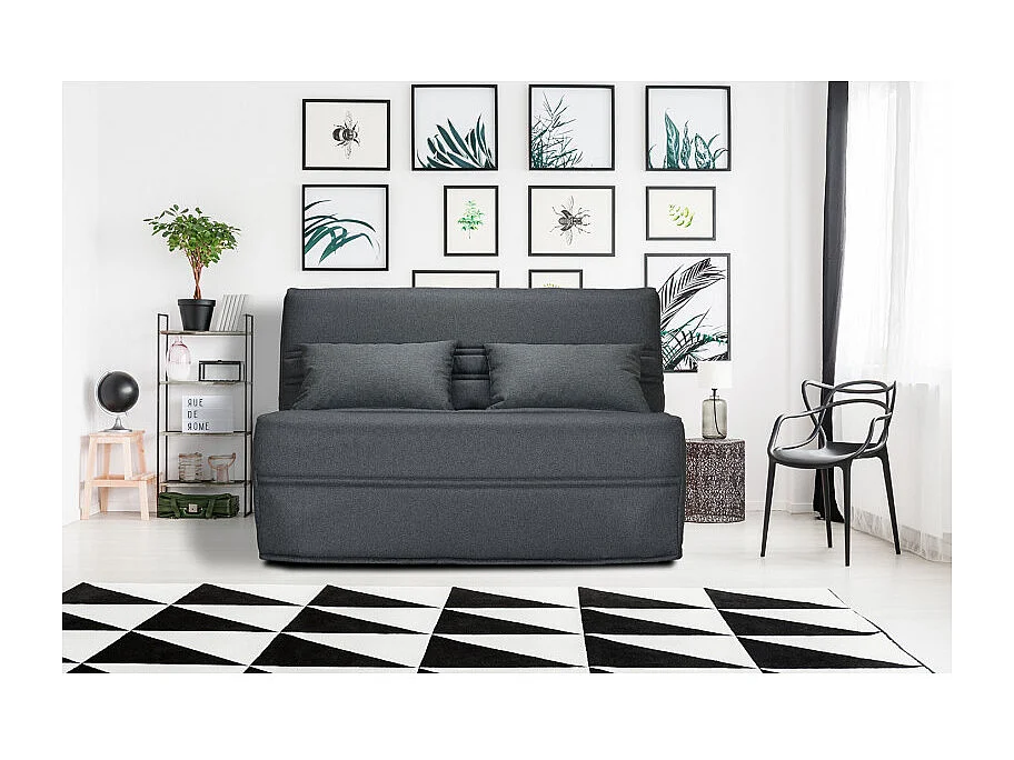 Banquette lit BZ 140x200 cm gris anthracite matelas 15 cm - ANATOLE