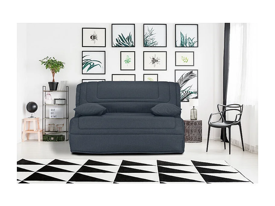 Banquette lit BZ 140x190 cm tissu gris foncé et matelas 12 cm – BUZZY