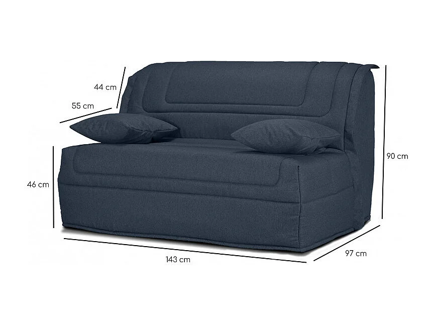 Banquette lit BZ 140x190 cm tissu gris foncé et matelas 12 cm – BUZZY