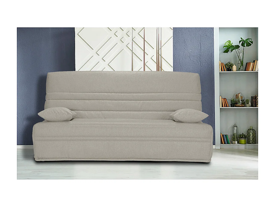 Clic clac 130x190 cm en tissu gris clair et matelas 13 cm - EBRO