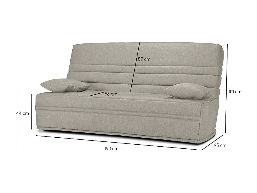 Clic clac 130x190 cm en tissu gris clair et matelas 13 cm - EBRO