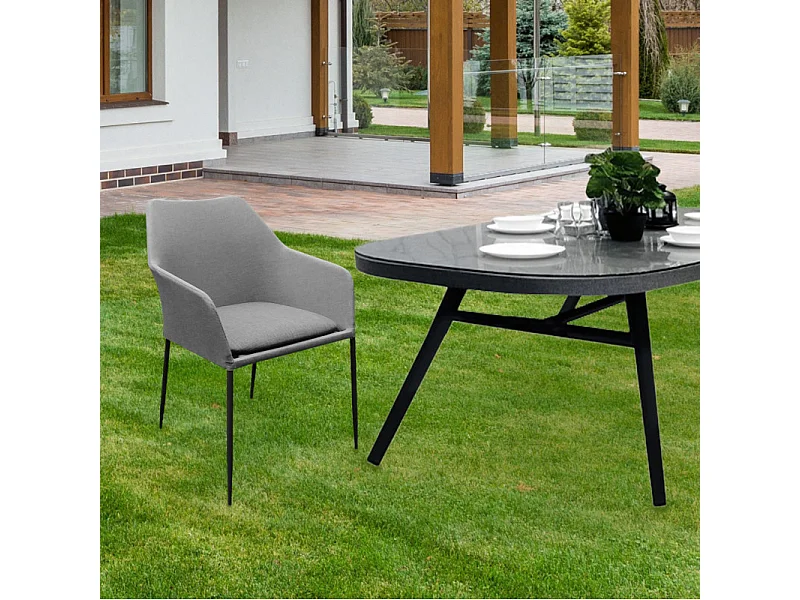 Lot de 2 chaises de jardin en aluminium et tissu gris - PACIFIC