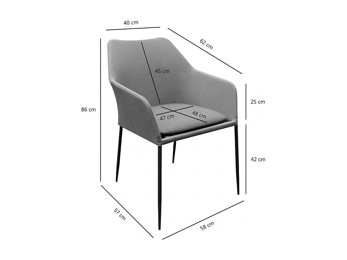 Lot de 2 chaises de jardin en aluminium et tissu gris - PACIFIC