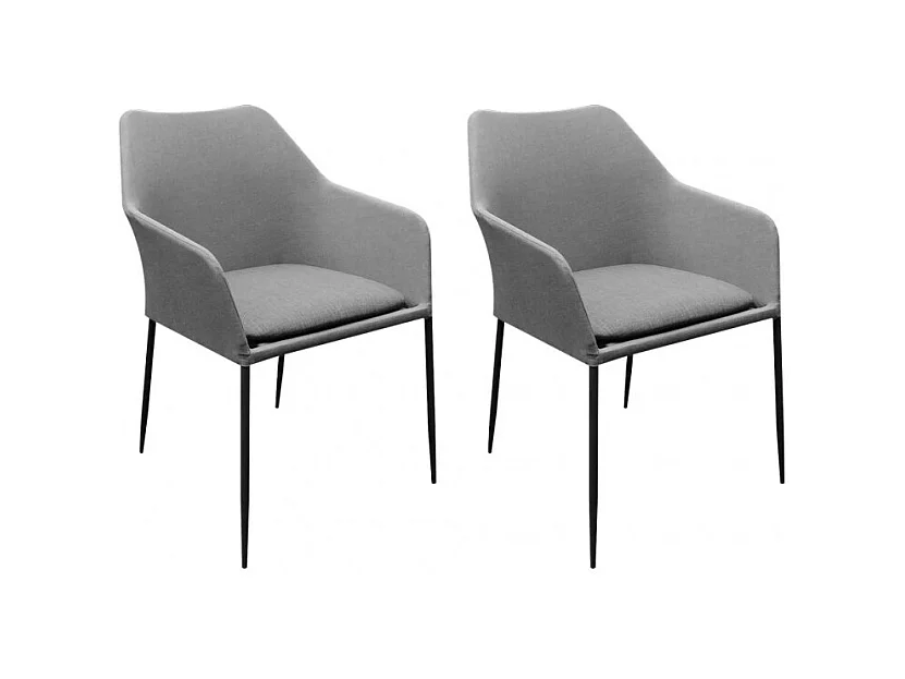 Lot de 2 chaises de jardin en aluminium et tissu gris - PACIFIC