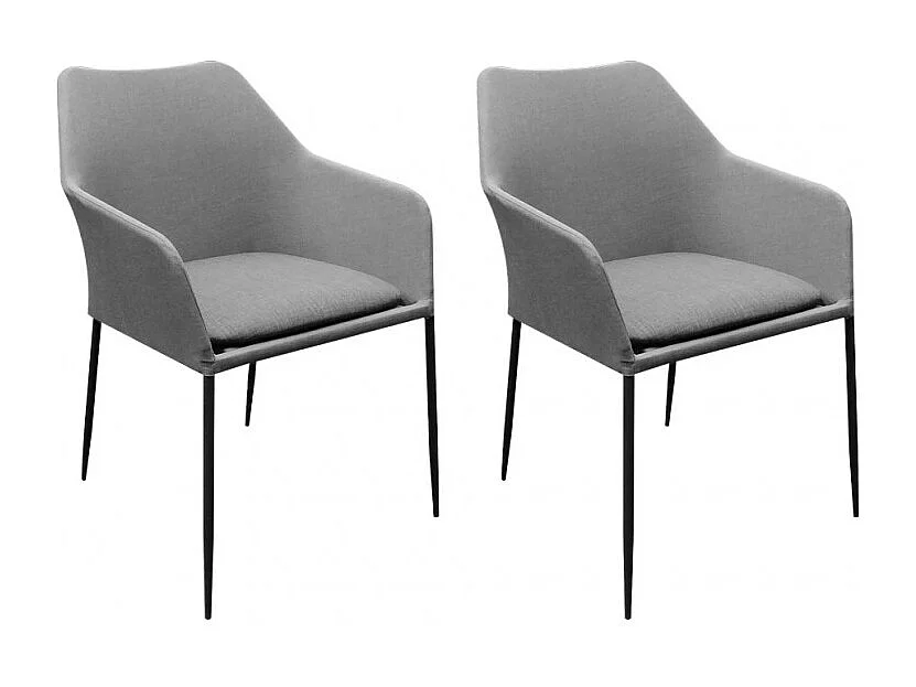 Lot de 2 chaises de jardin en aluminium et tissu gris - PACIFIC