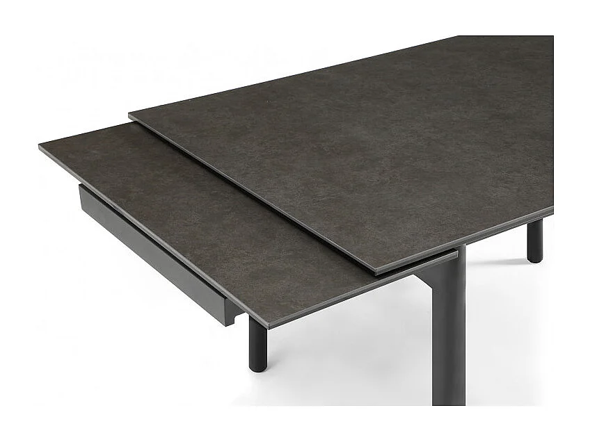 Table extensible 160/240 cm céramique gris foncé pieds droits - UTAH 09