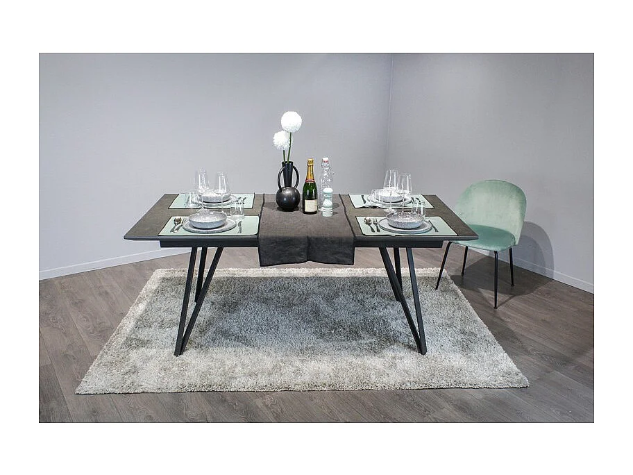 Table extensible 180 à 230 cm gris anthracite en céramique - ONYX