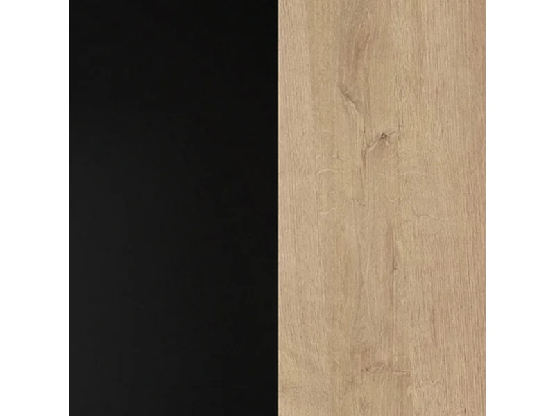 Vitrine 152 cm 3 portes décor bois chêne et noir avec poignées - MODE