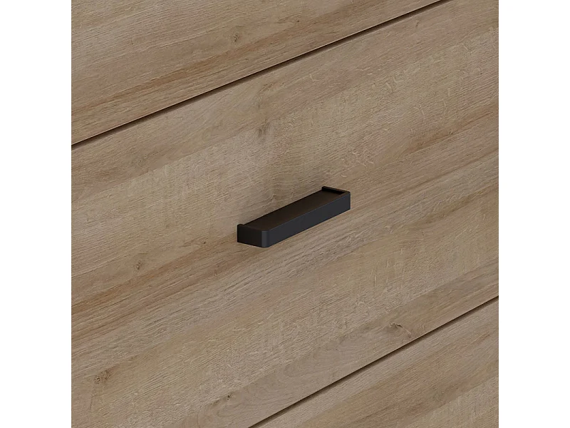 Vitrine 194 cm 3 portes 4 casiers décor bois de chêne et noir - MODE