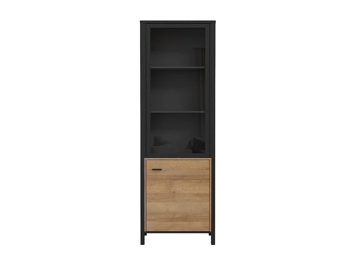 Vitrine réversible 194 cm 2 portes décor bois de chêne et noir - MODE