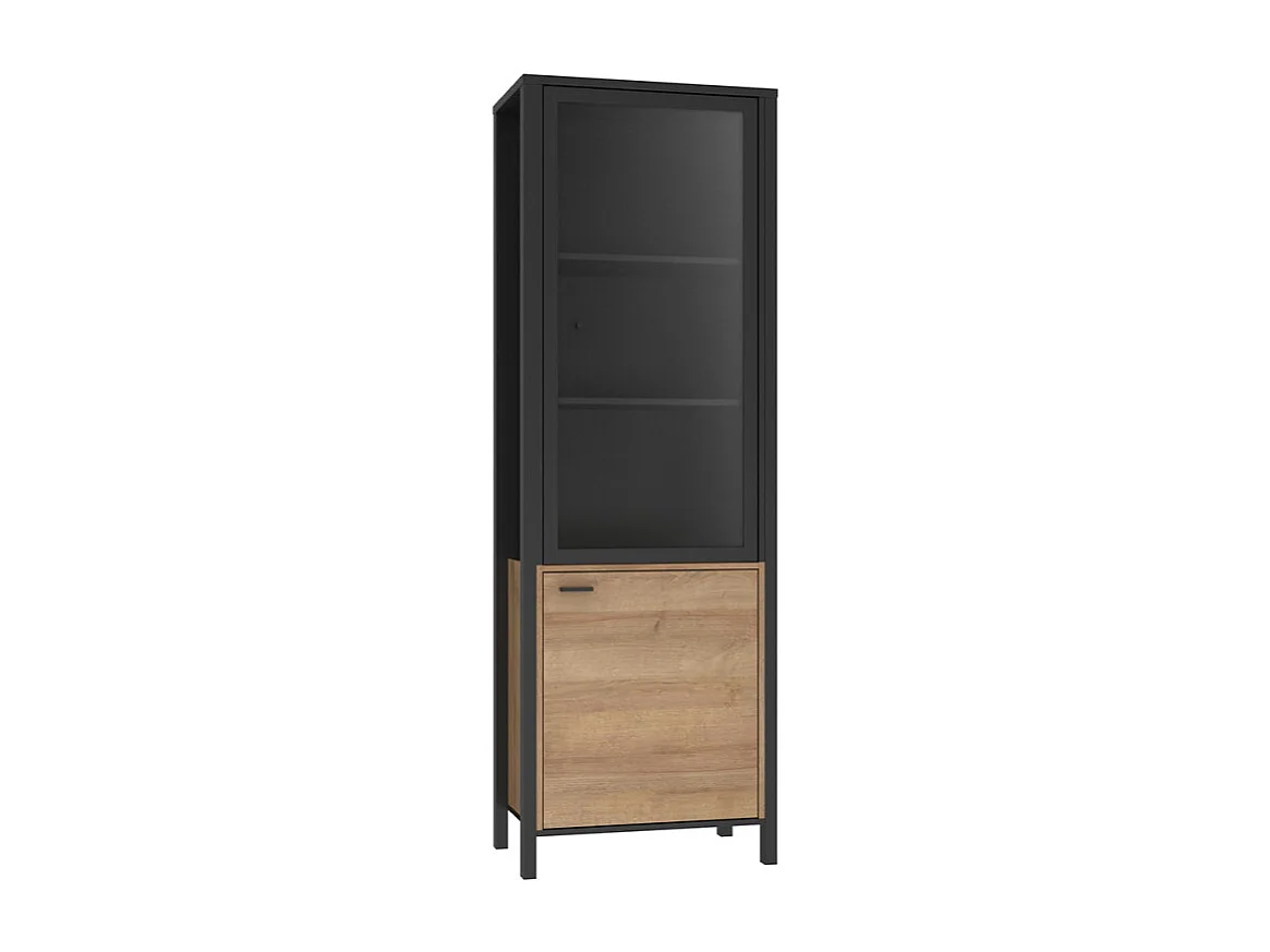 Vitrine réversible 194 cm 2 portes décor bois de chêne et noir - MODE