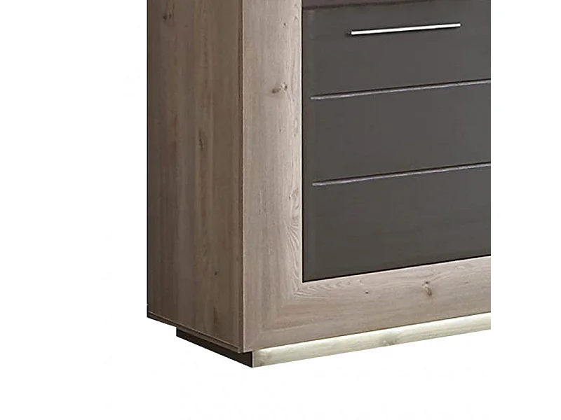 Vitrine décor bois avec vitrage verre trempé et poignées métal - SHERA