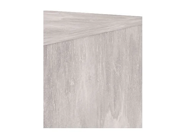 Grande commode 5 tiroirs blanc et décor béton gris clair - BENNY