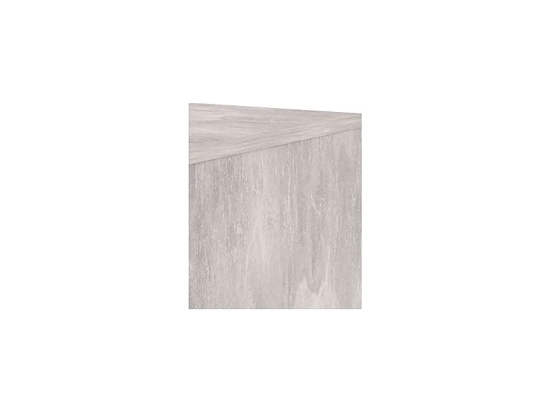 Grande commode 5 tiroirs blanc et décor béton gris clair - BENNY