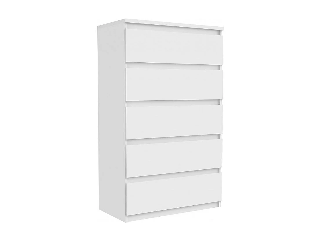 Grande commode 5 tiroirs blanc mat - BENNY