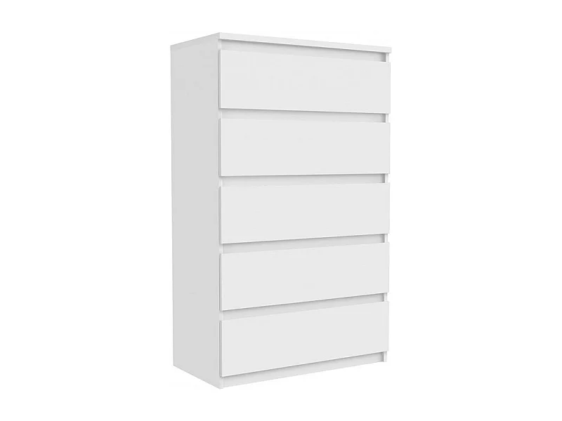 Grande commode 5 tiroirs blanc mat - BENNY