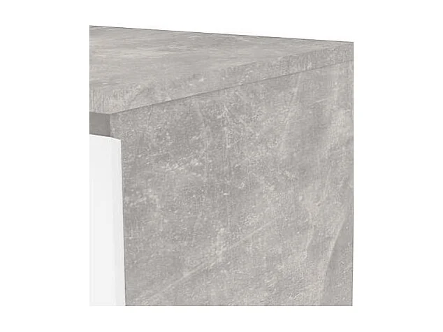 Chiffonnier 5 tiroirs blanc et décor béton gris clair - BENNY