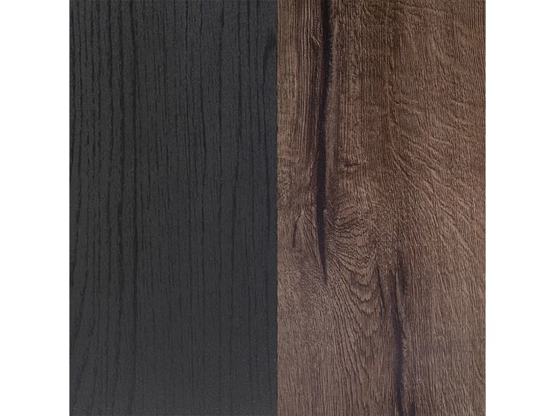 Commode 4 tiroirs 1 porte décor chêne foncé et noir - RIVIERA