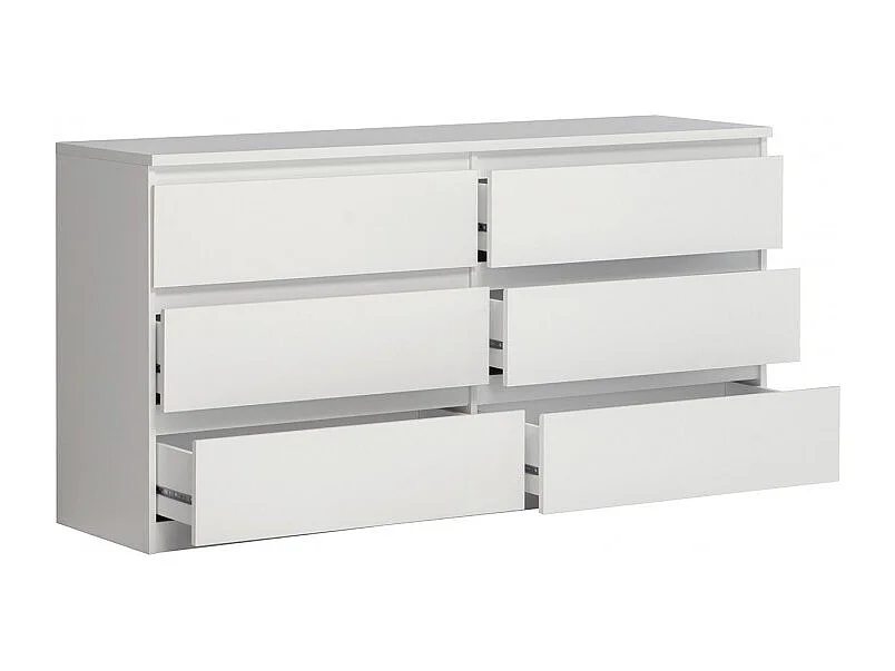 Grande commode 2x3 tiroirs blanc mat - BENNY