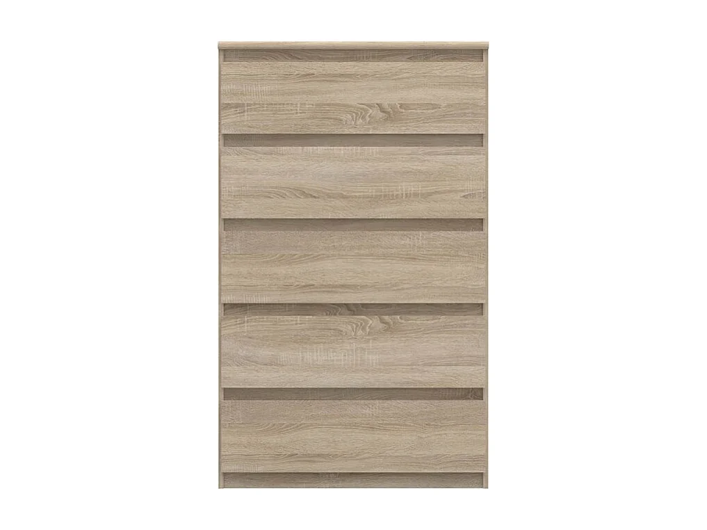 Grande commode 5 tiroirs décor chêne clair texturé - BENNY
