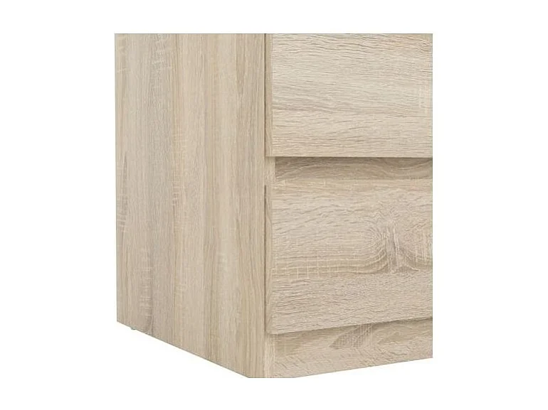 Grande commode 5 tiroirs décor chêne clair texturé - BENNY