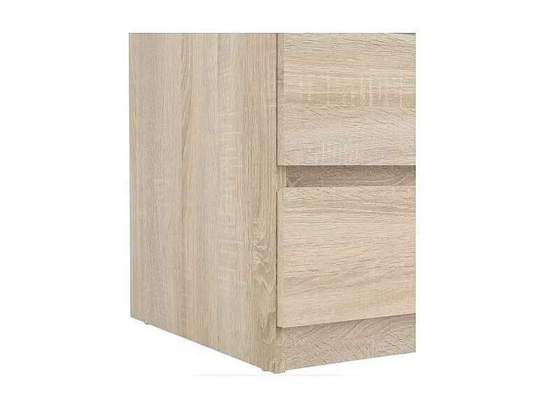 Chiffonnier 5 tiroirs décor chêne clair texturé - BENNY