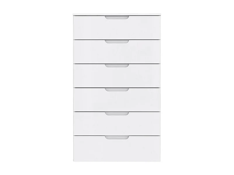 Chiffonnier H. 117 cm 6 tiroirs blanc laqué et mat - PURE