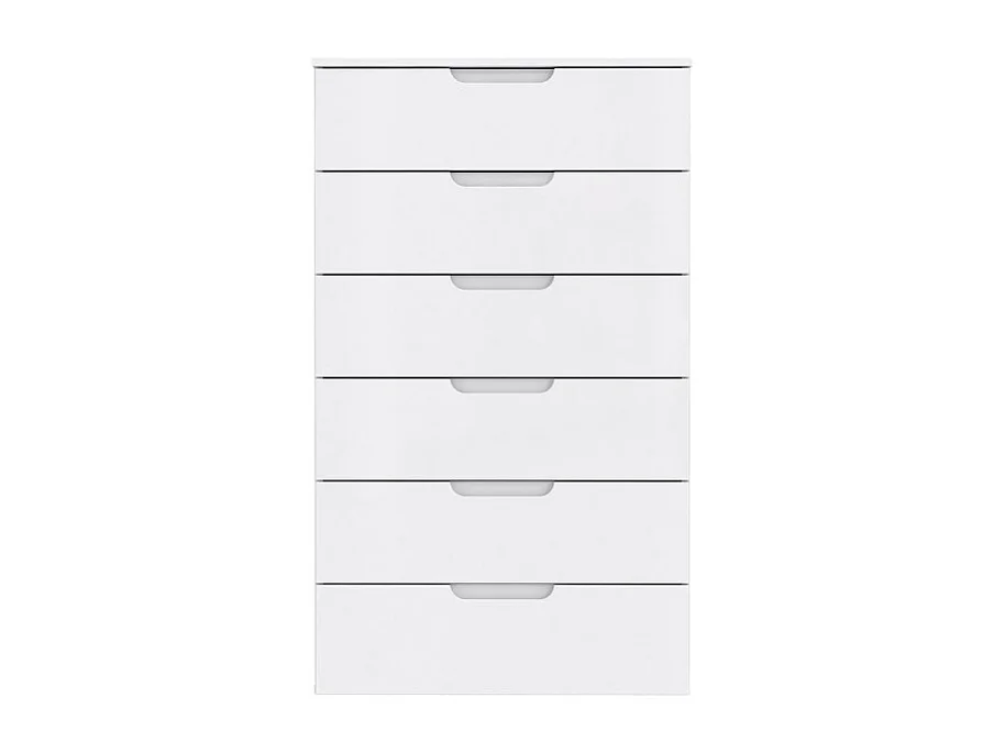Chiffonnier H. 117 cm 6 tiroirs blanc laqué et mat - PURE
