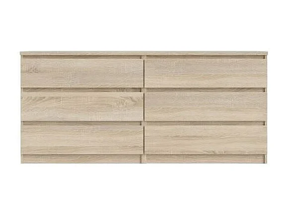 Grande commode 2x3 tiroirs décor chêne clair texturé - BENNY