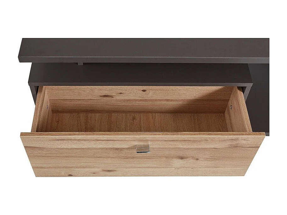 Table basse 120 cm 2 tiroirs décor chêne clair et gris - MARBELLA