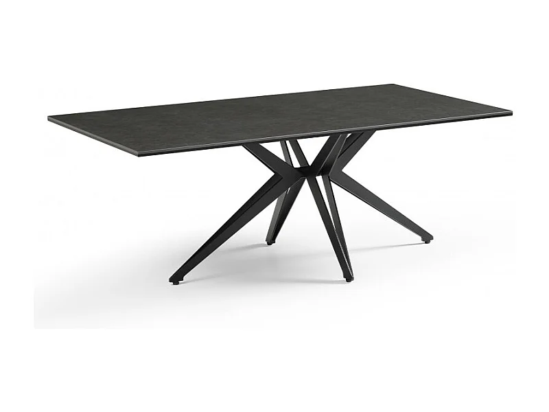 Table basse 120x60 cm céramique gris foncé pied étoile - UTAH 06