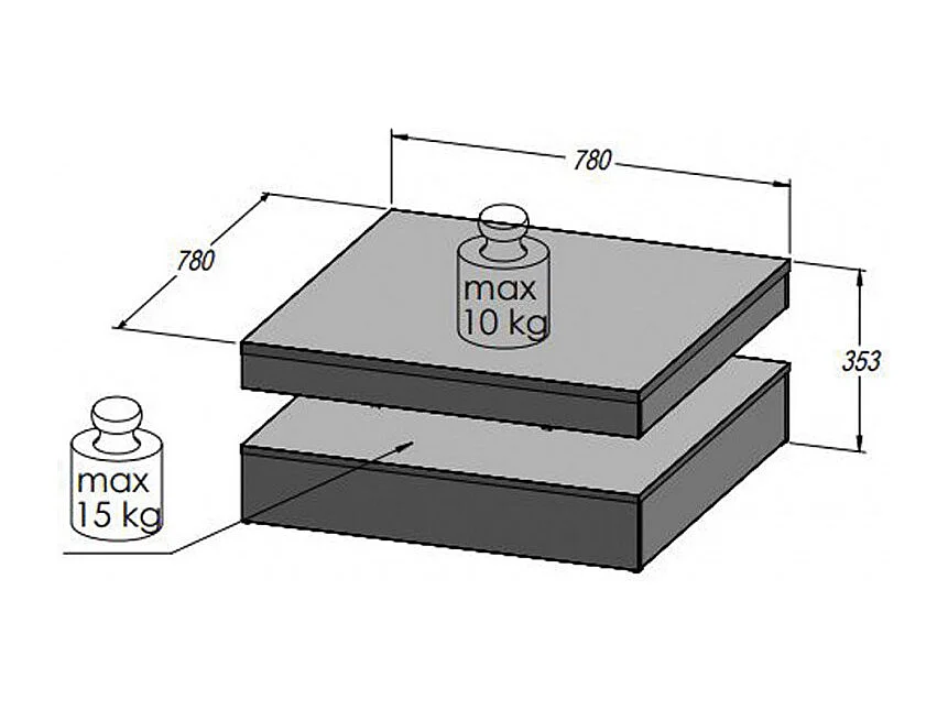 Table basse carrée plateau rotatif décor béton gris anthracite – WILLO