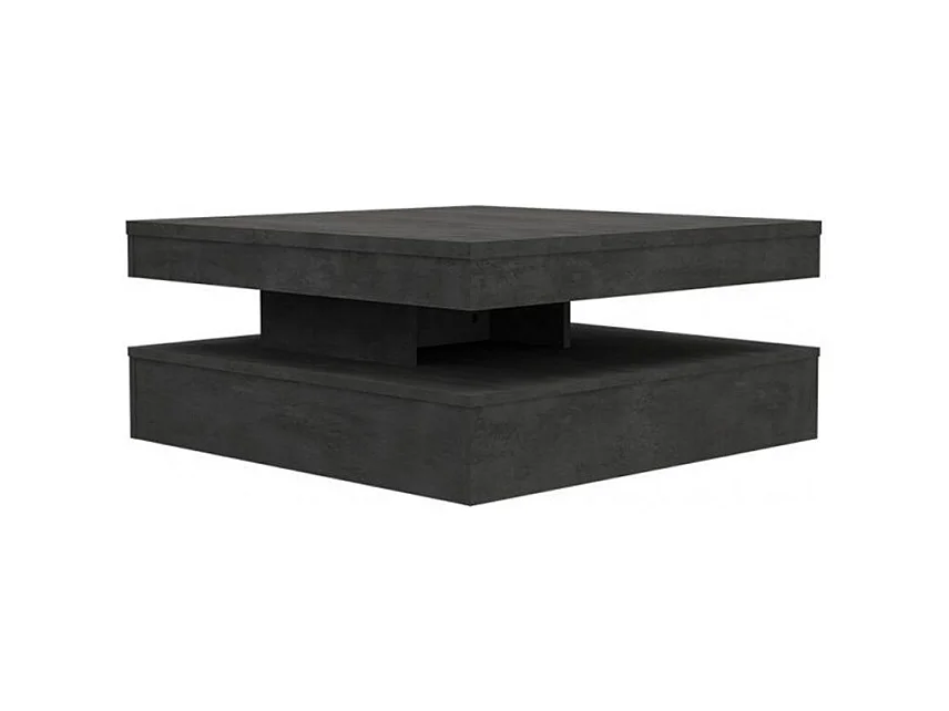 Table basse carrée plateau rotatif décor béton gris anthracite – WILLO