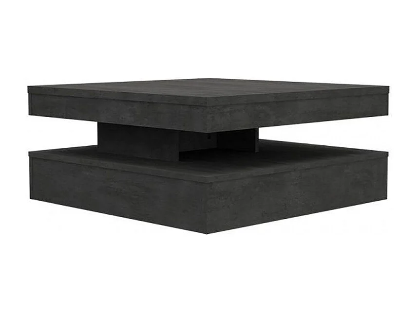Table basse carrée plateau rotatif décor béton gris anthracite – WILLO