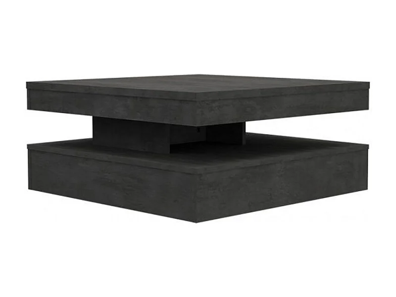 Table basse carrée plateau rotatif décor béton gris anthracite – WILLO