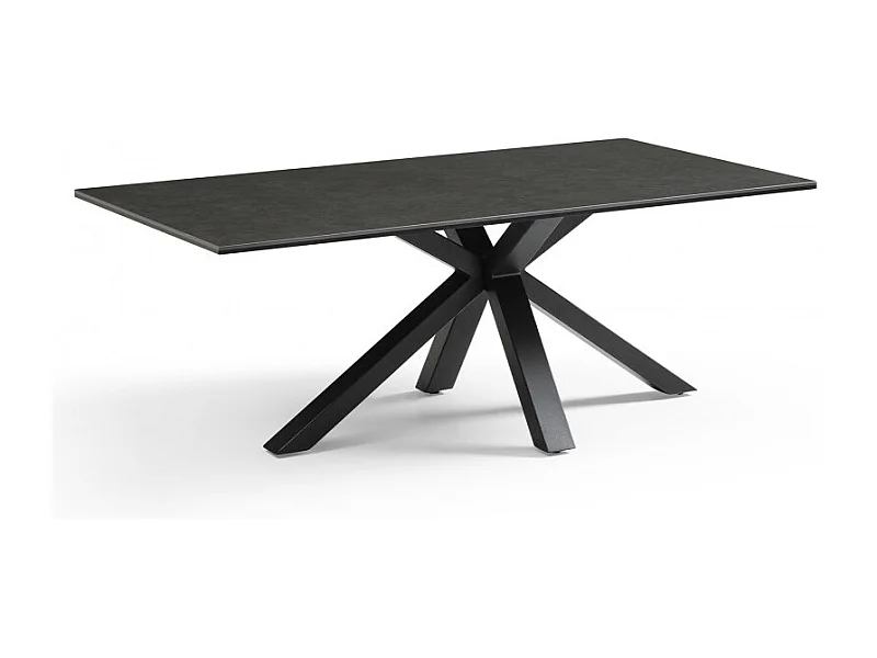 Table basse 120x60 cm céramique gris foncé pied croix - UTAH 04