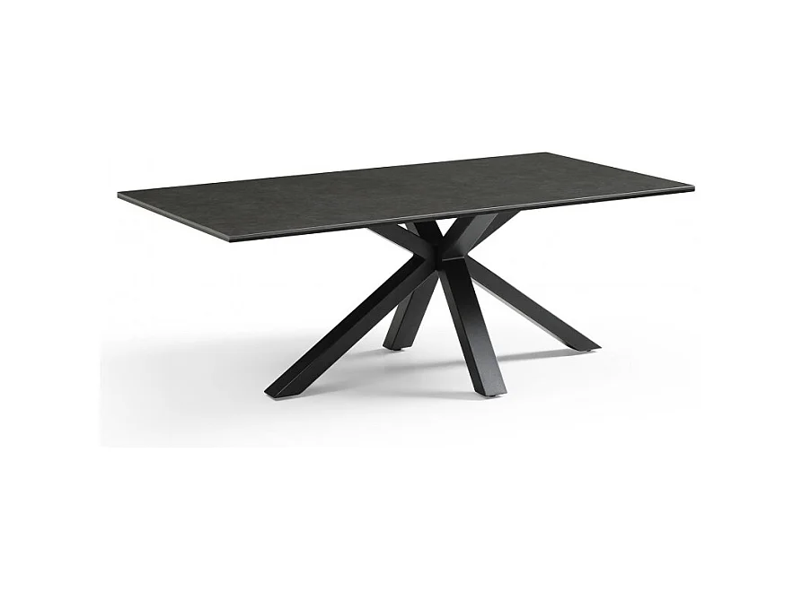 Table basse 120x60 cm céramique gris foncé pied croix - UTAH 04