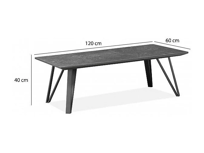 Table basse 120 cm gris anthracite plateau céramique - ONYX