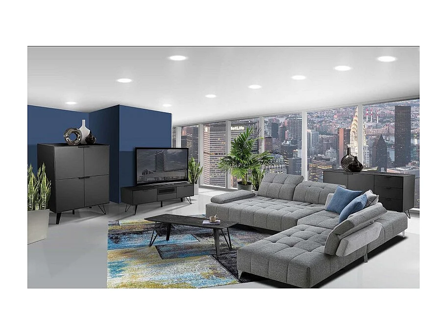 Table basse 120 cm gris anthracite plateau céramique - ONYX