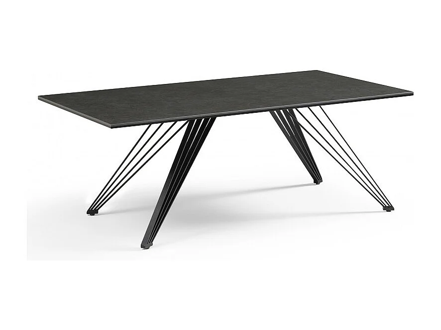 Table basse 120x60 cm céramique gris foncé pieds filaires - UTAH 01