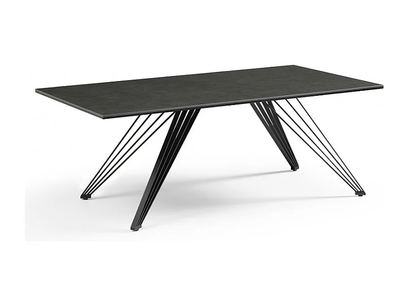 Table basse 120x60 cm céramique gris foncé pieds filaires - UTAH 01